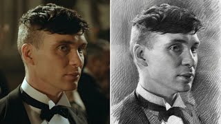 Drawing Tommy Shelby Using Reference Photo ∥ Sketch Drawing [upl. by Holds969]