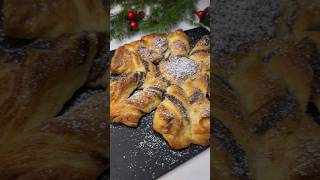 A Super Simple Christmas Dessert  Puff Pastry Snowflake With Just 3 Ingredients christmasrecipe [upl. by Latty]