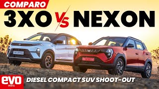 Mahindra 3XO vs Tata Nexon  Diesel comparo  evoindia [upl. by Siddon]