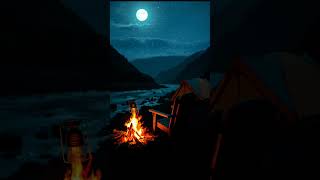 Cozy campfire  Relaxing fireplace Tranquil mood Campfire by the Riverside Night Under the Stars [upl. by Durno431]