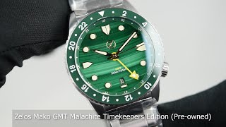 Zelos Mako GMT Malachite Timekeepers Edition Preowned [upl. by Russel]