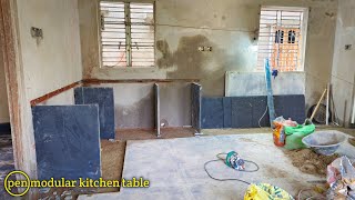 Technique of granite open kitchen  Countertop fitting on modular kitchen Kitchen slab work [upl. by Berkshire36]