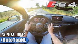 Audi RS4 B9 540HP Rennsport 29 TFSI MILLTEK EXHAUST POV Test Drive by AutoTopNL [upl. by Zoellick8]