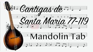 Cantigas de Santa Maria 77119 Alfonso X El Sabio  Mandolin tab [upl. by Bilak]