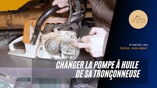 Changer la pompe à huile de sa tronçonneuse Stihl 026 [upl. by Enoyrt]