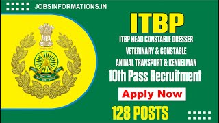 ITBP Constable Animal Transport Vacancy 2024 Apply Online for 128 Posts [upl. by Cris488]