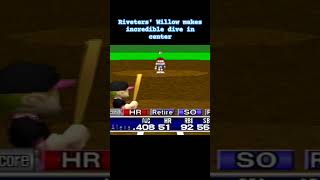 Riveters Willow makes incredible dive in center mlb baseball dive retrogaming playstation ps1 [upl. by Swiercz]