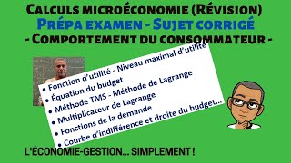 RévisionMicroéconomieSujet corrigé  TMS Lagrange Courbe dindifférence droite du budget [upl. by Hrutkay210]