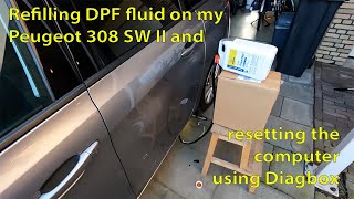 Peugeot 308 SW refilling DPF fluid and resetting the computer using Diagbox [upl. by Acilejna794]