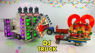 Navratri Durga Murti Mini Dj Truck RadhaKrishna Dj Light Trolley  Gauri Ganesh Puja Big Dj Truck [upl. by Eiram]