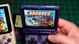 PowKiddy V10 vs Anbernic SP vs Gameboy Advance SP Screen Comparison [upl. by Wetzell]