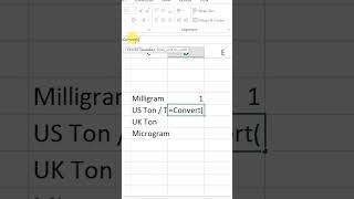 Convert Milligram into Ton  US Ton in Microsoft Excel msexcel ton excel shorts [upl. by Wojak]