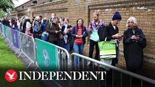 Tennis fans queue for first day of Wimbledon [upl. by Naashar]