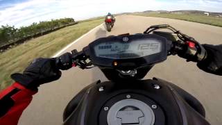 Yamaha MT07 onboard vs faster bikes  Megara Race Track [upl. by Charlene]