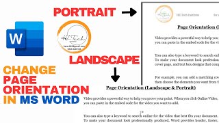What is Page Orientation  How to Change page Orientation in Microsoft Word  Urdu  Hindi [upl. by Ahtis]