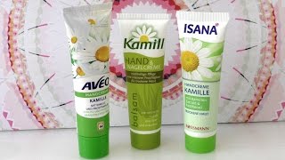 Handcreme DIY Inspiration Reviews  Drei Kamillen Handcremes im Vergleich Aveo Isana Kamill [upl. by Eurd]