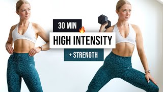 30 MIN Full Body Sweaty STRENGTH and CARDIO HIIT Workout  With Weights Home Workout No Repeats [upl. by Rann]