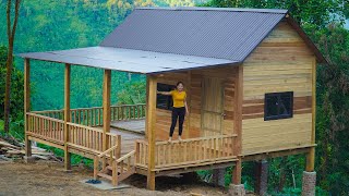 TIMELAPSE START to FINISH Alone Building wooden House  Build a concrete road to the cabin [upl. by Belayneh]