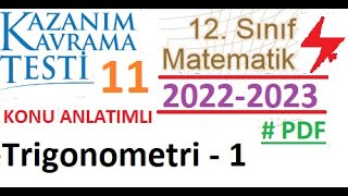 12 Sınıf  Kazanım Testi 11  Matematik  2022 2023  Trigonometri 1  AYT Matematik  EBA  OGM [upl. by Nevur306]