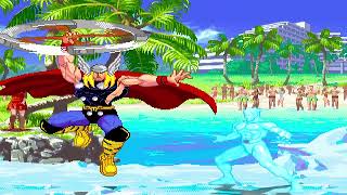 Thor vs Iceman Marvel Super Heroes Mugen Game CPU Fights Best of 3 [upl. by Kemppe]