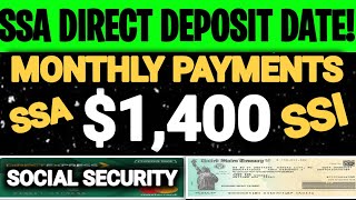 SSA DIRECT DEPOSIT DATE 1400 MONTHLY PAYMENTS COMING ON 1ST NOVEMBER SOCIAL SECURITY SSI SSDI VA [upl. by Terrel]