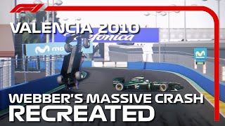 Recreating Mark Webbers MASSIVE Valencia F1 2010 Crash [upl. by Ledniahs]