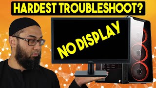 Computer Turns On But No Display  Led Light On Fan Spinning  HARDEST Troubleshoot [upl. by Hewie599]