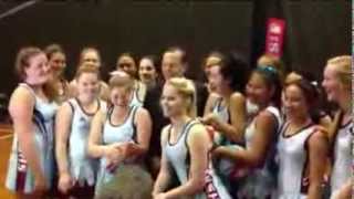 Full body contact never hurt anyone Tony Abbott poses with netball girls [upl. by Norab]