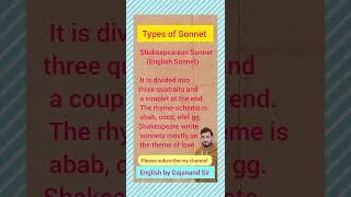 Shakespearean sonnet  English Sonnet  Types of Sonnet  English literature  English [upl. by Yboj]