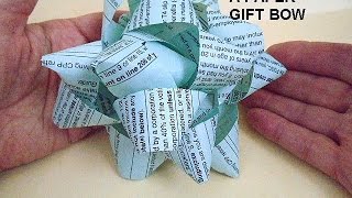 HOW TO MAKE A PAPER BOW with newspaper recycle craft project [upl. by Ailegra616]