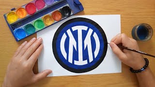 How to draw the Inter Milan logo 2021  Come disegnare il logo di FC Internazionale Milano  Serie A [upl. by Blader]