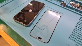 🔧iPhone 15 Pro Glass replacement  screen repair 4K video 📱😎JerryMobilePL [upl. by Zoilla]