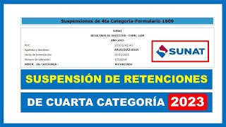 Suspensión de Cuarta Categoría 2023  SUNAT [upl. by Anrahs521]