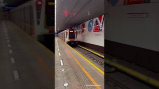 Warsaw Poland Subway M2 Train arriving and departing Rondo ONZ Station Direction Bemowo [upl. by Benedick]