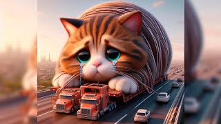 😿CUTE CAT BECOMES A GIANT😭cat funny cute sad kitten cats giant cat [upl. by Pirbhai]