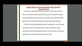 Semiconductor Nanowire Field Effect Transistor [upl. by Introk395]