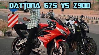 Daytona 675 vs z900 💥🔥  public reaction 😍 [upl. by Amathist751]