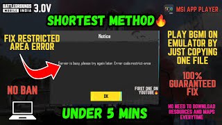 EASIEST METHOD TO PLAY BGMI 30 ON AN EMULATOR  ERROR CODERESTRICT AREA FIX🔥😍 bgmi emulator [upl. by Atteselrahc]
