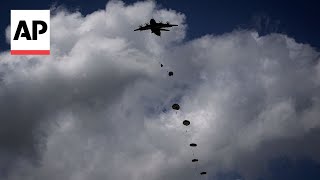 Allied paratroopers recreate historic DDay jump to mark 80th anniversary [upl. by Teodorico]