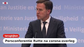 TERUGKIJKEN Premier Rutte na crisisoverleg over coronavirus schud geen handen meer [upl. by Ardnuassac]