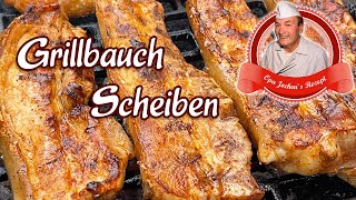 Grillbauch selber machen  Bauchscheiben vorbehandelt  Opa Jochens Rezept [upl. by Aizirk]