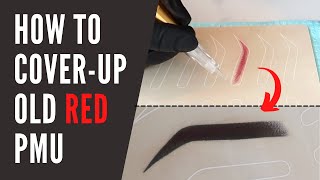 HOW TO COVERUPCOLOURCORRECT OLD PMU redorange brows [upl. by Algernon]