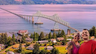 Tour Over Beautiful Astoria–Megler Bridge OregonWashington over Columbia River With Us [upl. by Jar]