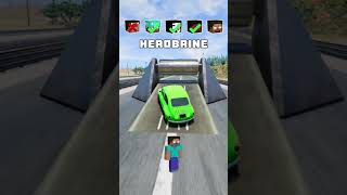 NOOB vs PRO vs HACKER vs HEROBRINE Car Jump Test 6 👌 🚗 shorts beamngdrive [upl. by Nnylireg920]