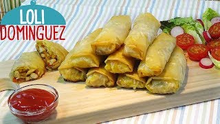 Rollitos crujientes de pollo con verduras Receta muy fácil con pasta filo Loli Domínguez [upl. by Nyleuqcaj]