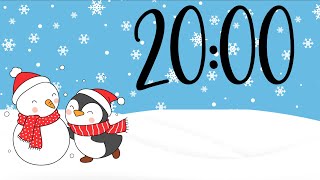 20 Minute Penguin and Snowman Timer Playful Synth Bells at End [upl. by Krishna]