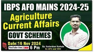 Agriculture Current Affairs  IBPS AFO Mains 202425  By Sudarshan Karhale Sir [upl. by Now]