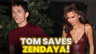 Superhero Boyfriend Tom Holland RESCUES Zendaya From Swarm of Paparazzi [upl. by Fillian]