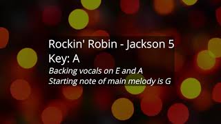 Rockin Robin  Jackson 5 Lower Key Karaoke Backing Track in A [upl. by Arammahs145]