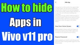 How to hide apps in vivo v11 pro  vivo v11 pro me apps kese hide kare [upl. by Rhonda]